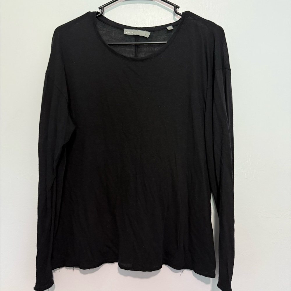 Vince Womens Long Sleeves Crew Neck Pullover Sweater Black Size Small Lightweigh